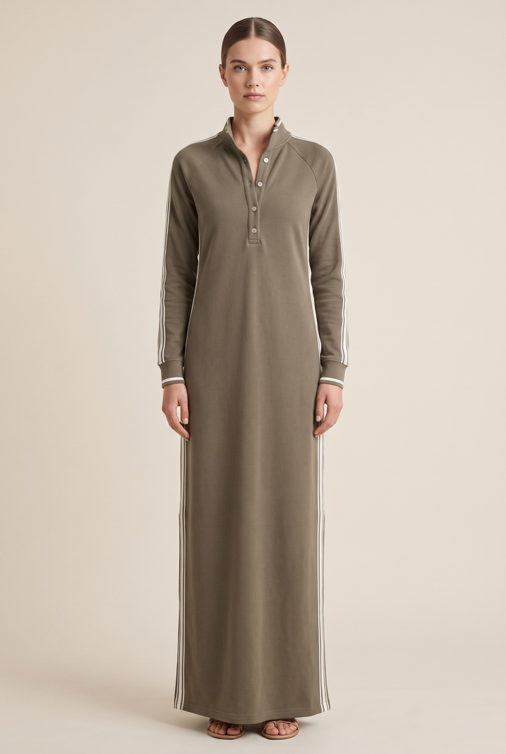 Danica Button-Down Sweatshirt Maxi Dress