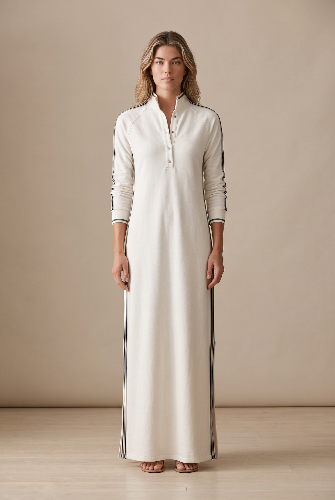 Danica Button-Down Sweatshirt Maxi Dress