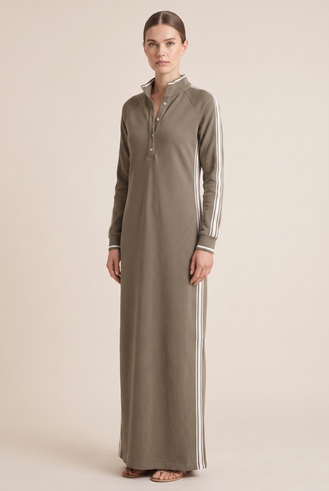 Danica Button-Down Sweatshirt Maxi Dress