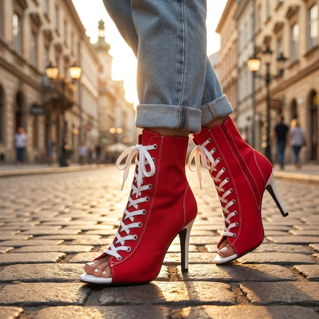Laurel Lace Up Heel Booties