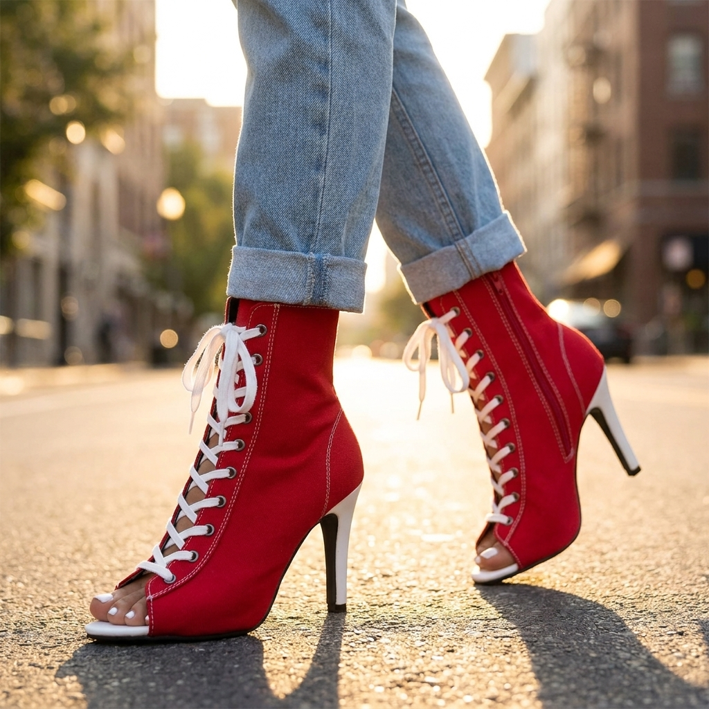 Laurel Lace Up Heel Booties