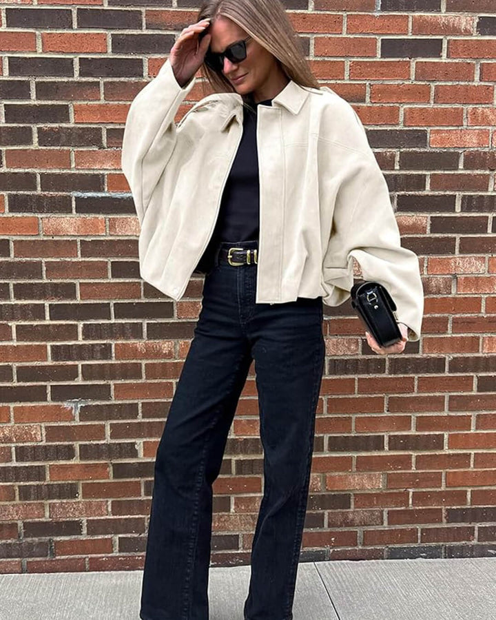 Cassandra Suede Bomber Jacket