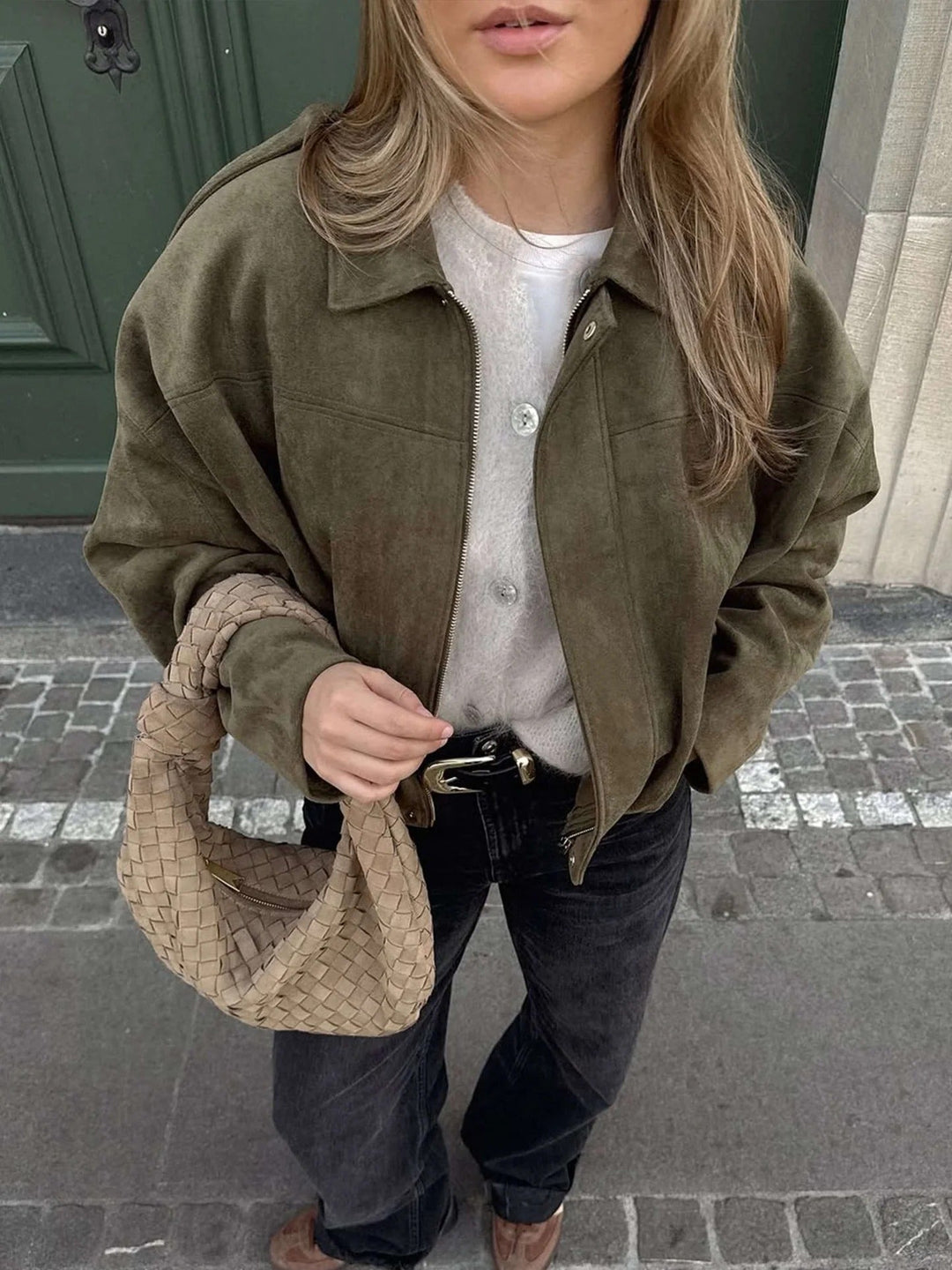 Cassandra Suede Bomber Jacket