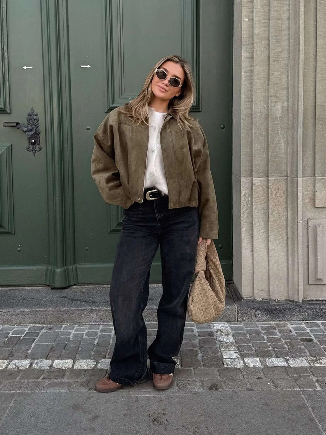 Cassandra Suede Bomber Jacket