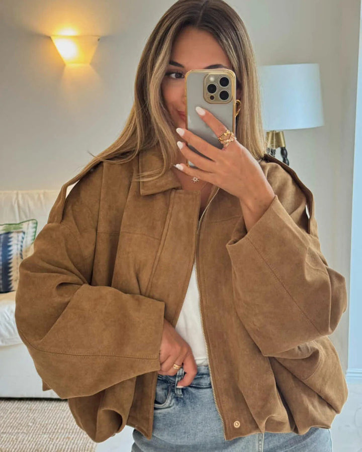 Cassandra Suede Bomber Jacket