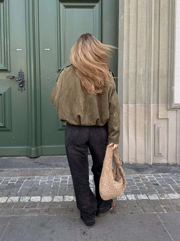 Cassandra Suede Bomber Jacket