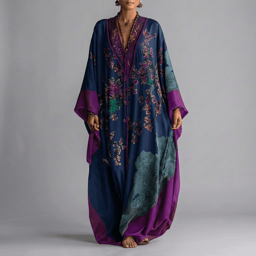 Lacceti Blossom Batwing Sleeve Maxi Dress