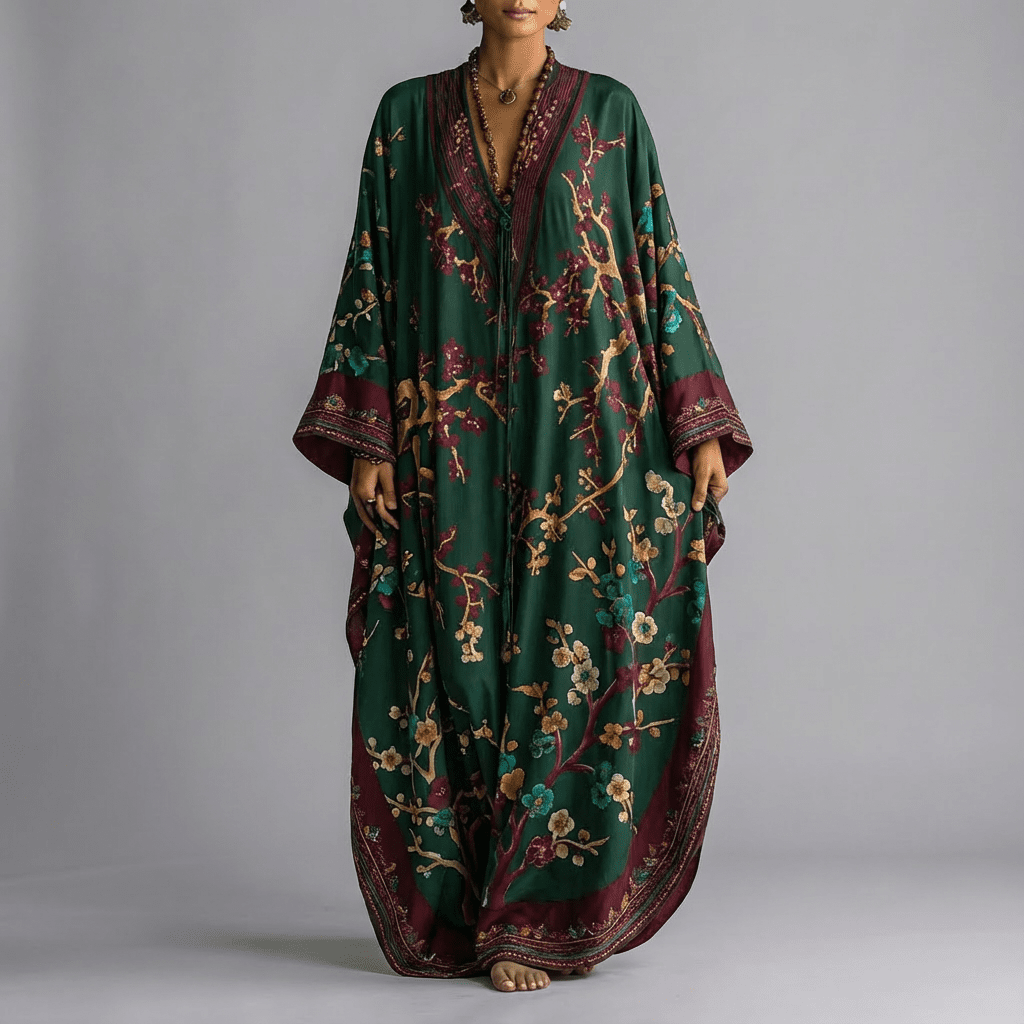Lacceti Blossom Batwing Sleeve Maxi Dress