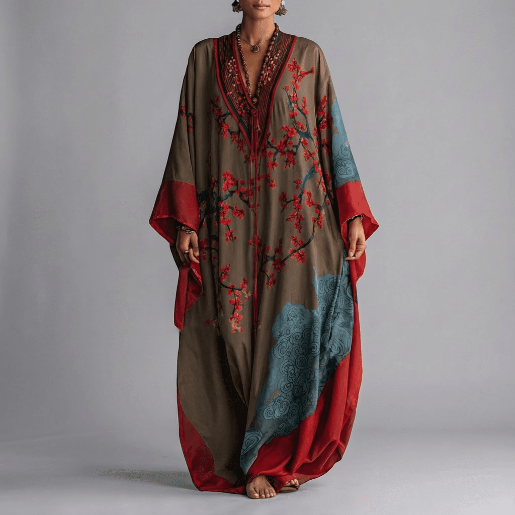 Lacceti Blossom Batwing Sleeve Maxi Dress