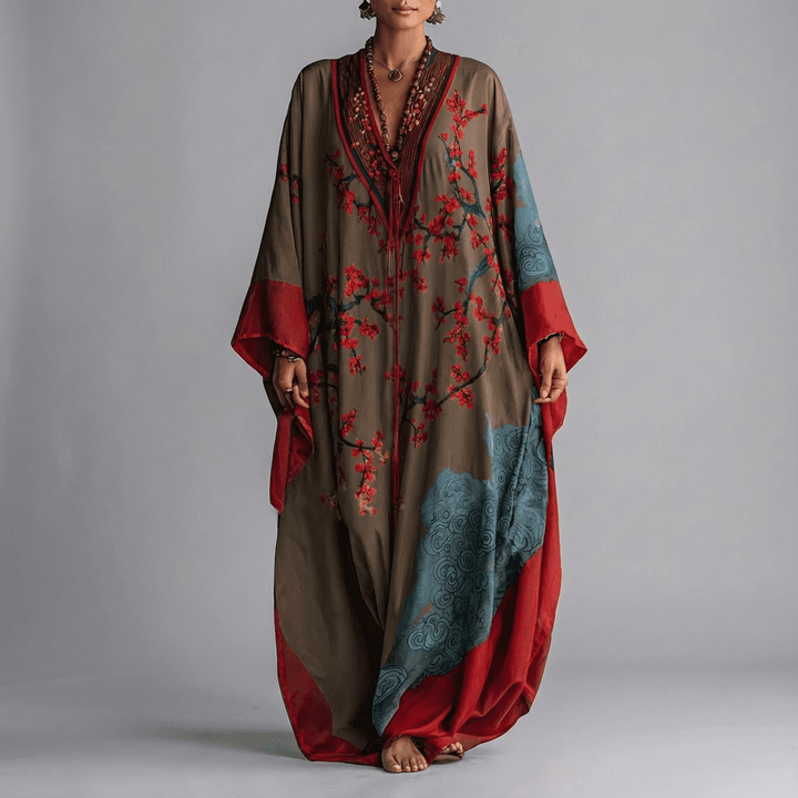 Lacceti Blossom Batwing Sleeve Maxi Dress