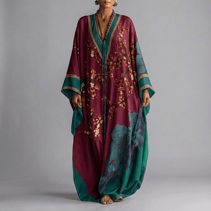 Lacceti Blossom Batwing Sleeve Maxi Dress