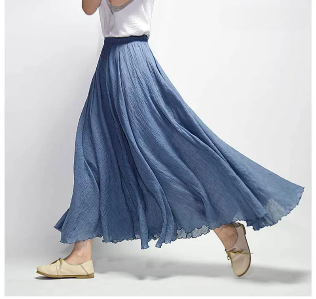 Lunara A-Line Flowy Linen Skirt