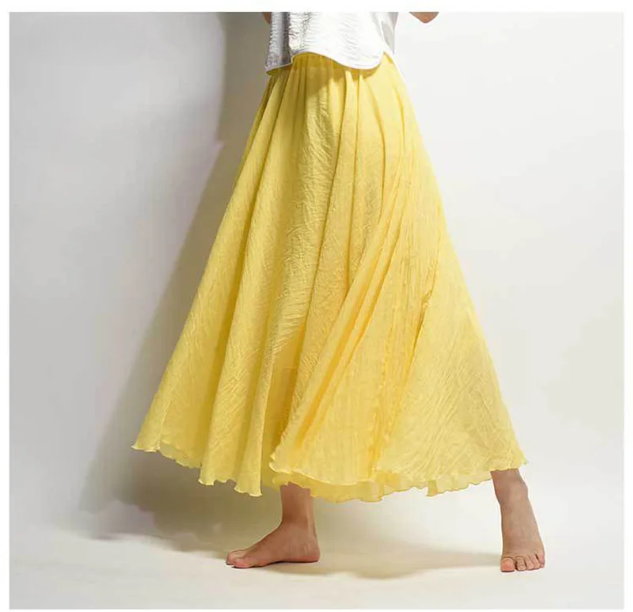 Lunara A-Line Flowy Linen Skirt