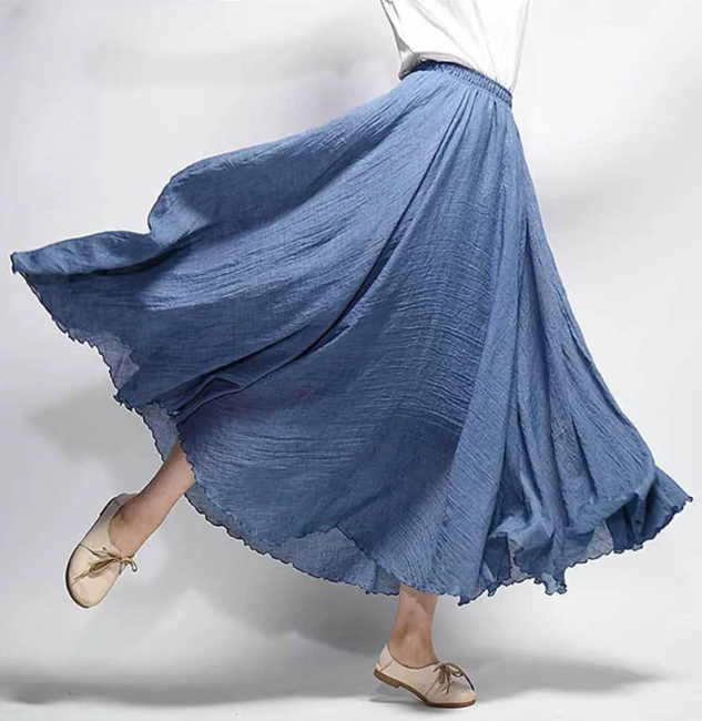 Lunara A-Line Flowy Linen Skirt