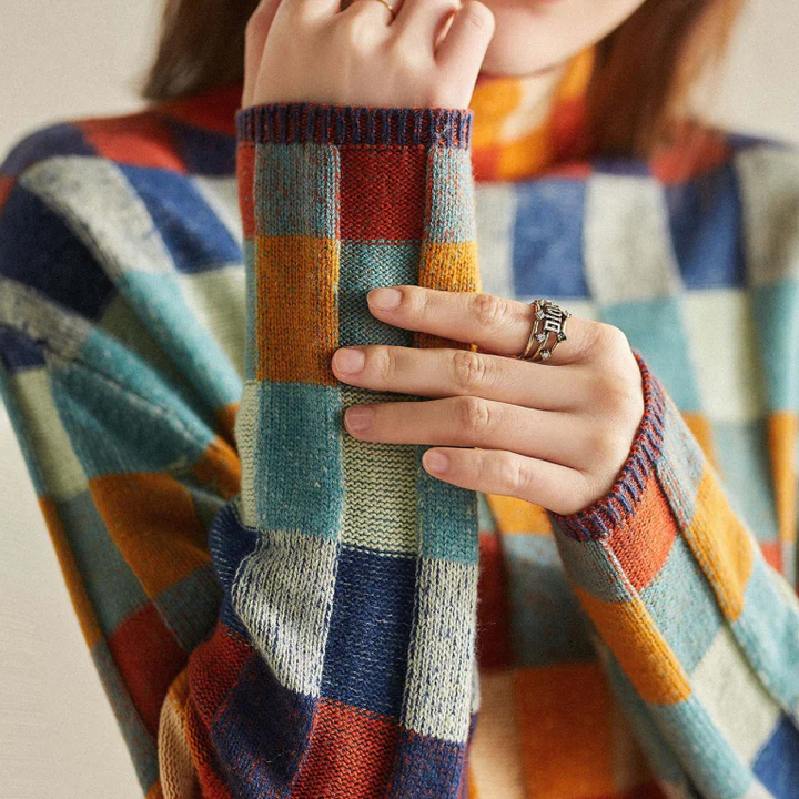 Genevieve Patchwork Turtleneck Sweater