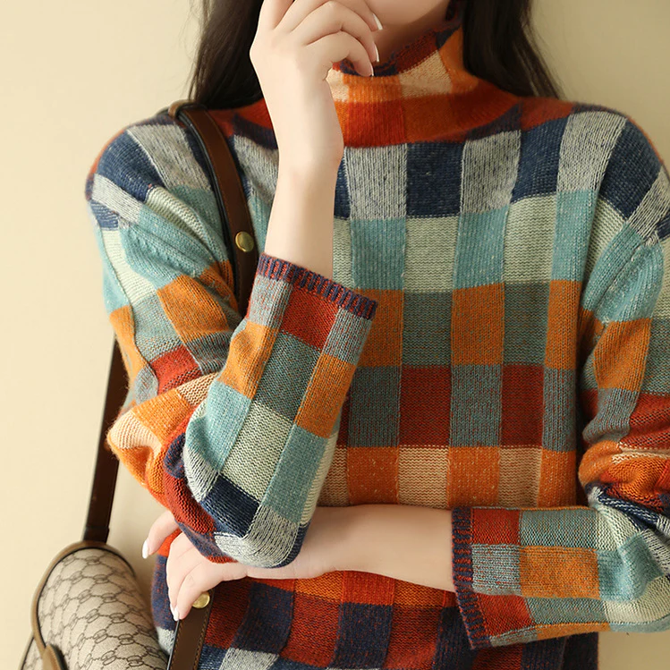 Genevieve Patchwork Turtleneck Sweater