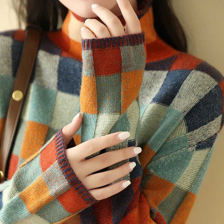 Genevieve Patchwork Turtleneck Sweater