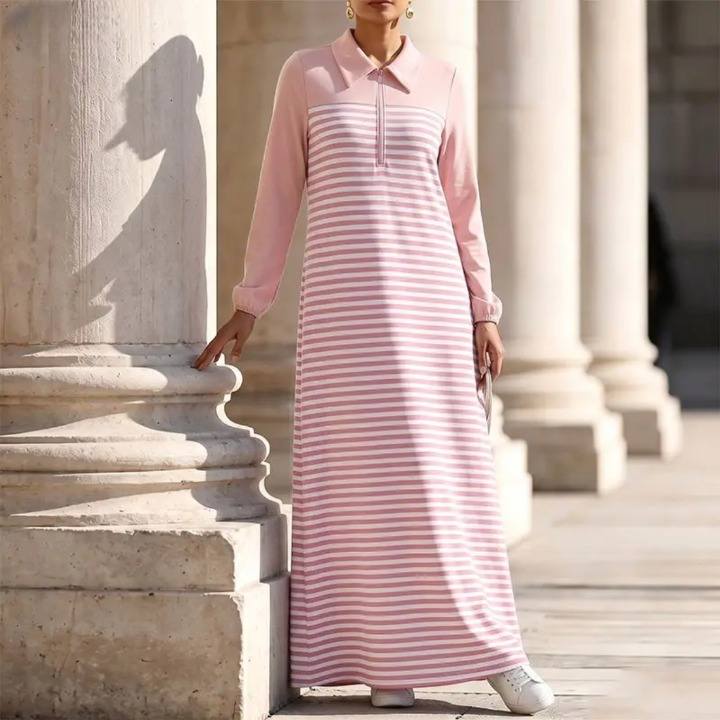Briony Half Zip Striped Maxi Dress