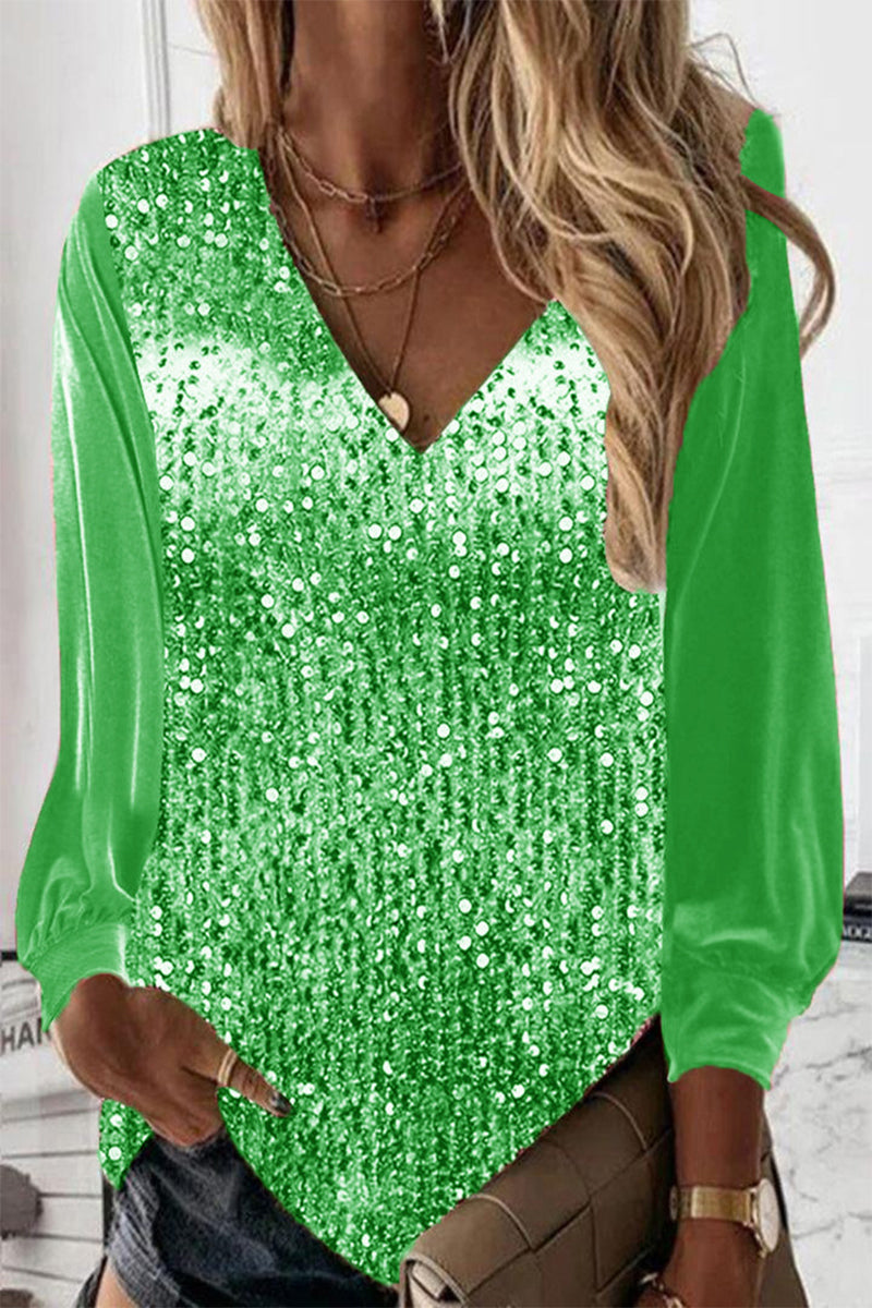 Winnifred Sequin Neck Blouse