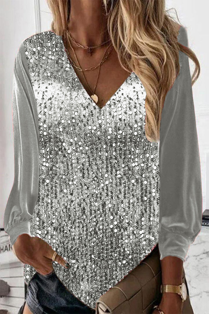 Winnifred Sequin Neck Blouse
