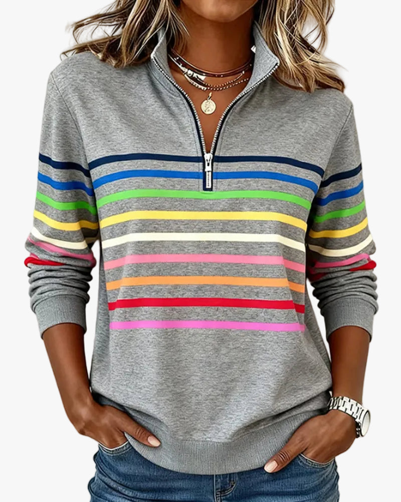 Helena Striped Quarter-Zip Pullover