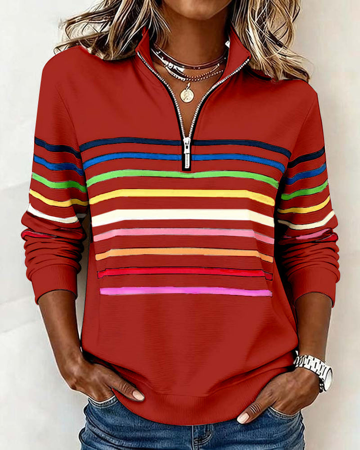 Helena Striped Quarter-Zip Pullover