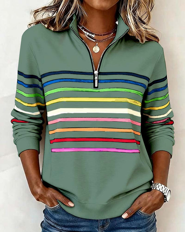 Helena Striped Quarter-Zip Pullover