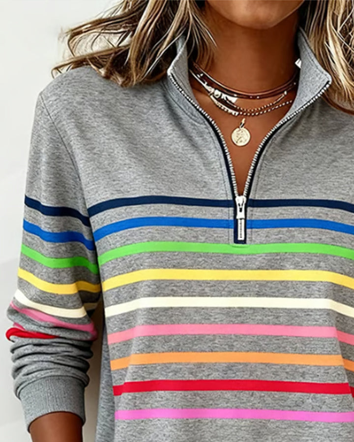 Helena Striped Quarter-Zip Pullover