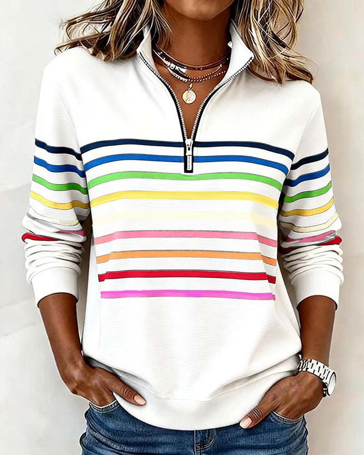 Helena Striped Quarter-Zip Pullover